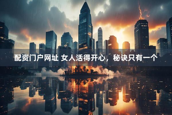 配资门户网址 女人活得开心，秘诀只有一个